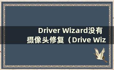 Driver Wizard没有摄像头修复（Drive Wizard无法检测到摄像头）